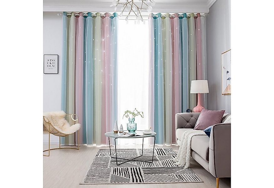 BYSURE Verdunkelungsvorhang Sterne geschnittene Vorhänge für Schlafzimmer ( günstig online kaufen