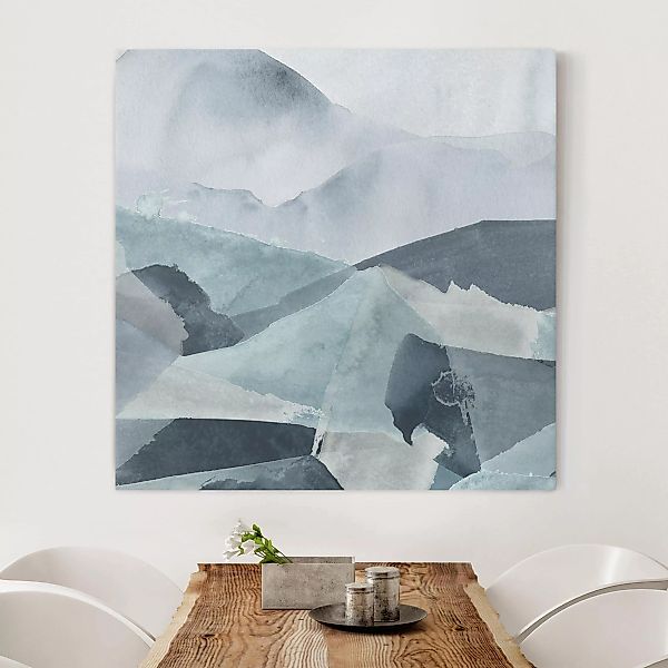Leinwandbild Abstrakt - Quadrat Wogen in Blau III günstig online kaufen