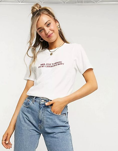 Skinny Dip – Oversize-Weihnachts-T-Shirt in Weiß günstig online kaufen