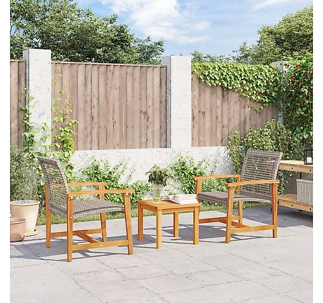 vidaXL Loungesofa Gartenstühle 2 Stk. Grau Poly Rattan und Akazienholz, 1 T günstig online kaufen
