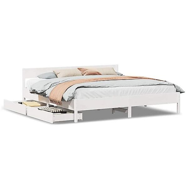 vidaXL Bett, Massivholzbett ohne Matratze Weiß 200x200 cm Kiefernholz günstig online kaufen