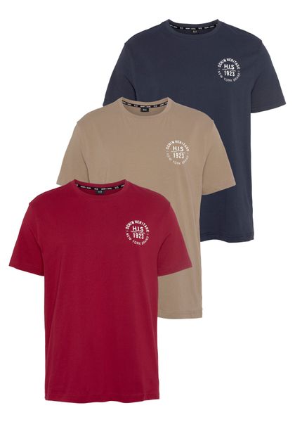 H.I.S T-Shirt Packung, 3er-Pack, 3 Stk. tlg. schmal geschnitten, bedrucktes günstig online kaufen