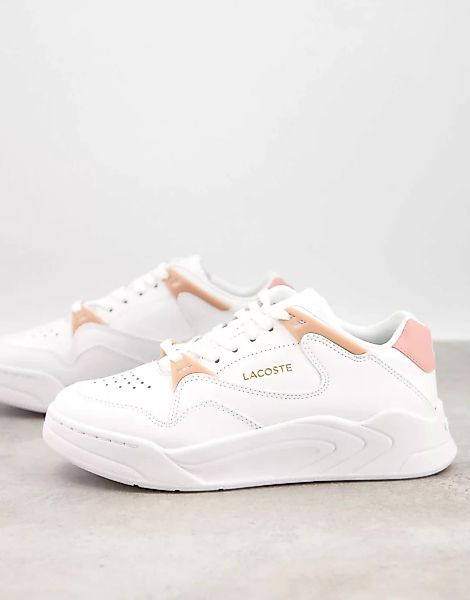 Lacoste – Courtslam – Robuste Sneaker in Weiß/Rosa günstig online kaufen