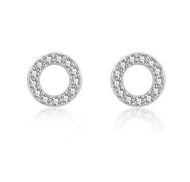 Runde Perlé Paar Ohrstecker kleine klassische Kreis Ohrstecker mit Zirkon, günstig online kaufen