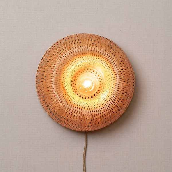GOOD & MOJO Wandlampe Barbados, natur Ø 35 cm Bambus Stecker günstig online kaufen