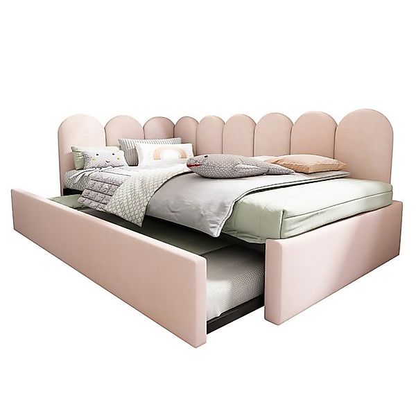 HAUSS SPOLE Polsterbett Daybett 90x200cm mit Ausziehbett 90x190cm, Samt, Ro günstig online kaufen