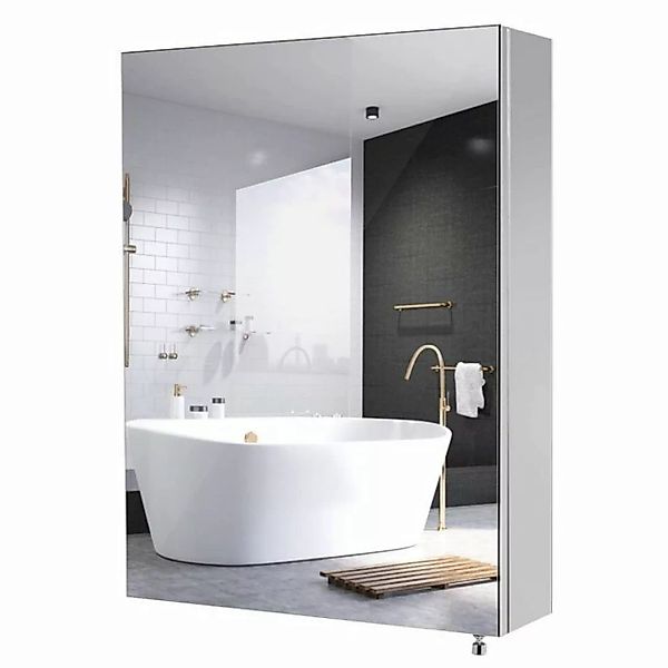 Homfa Spiegelschrank Edelstahl Badezimmerspiegelschrank weiß 45cm breit, Me günstig online kaufen