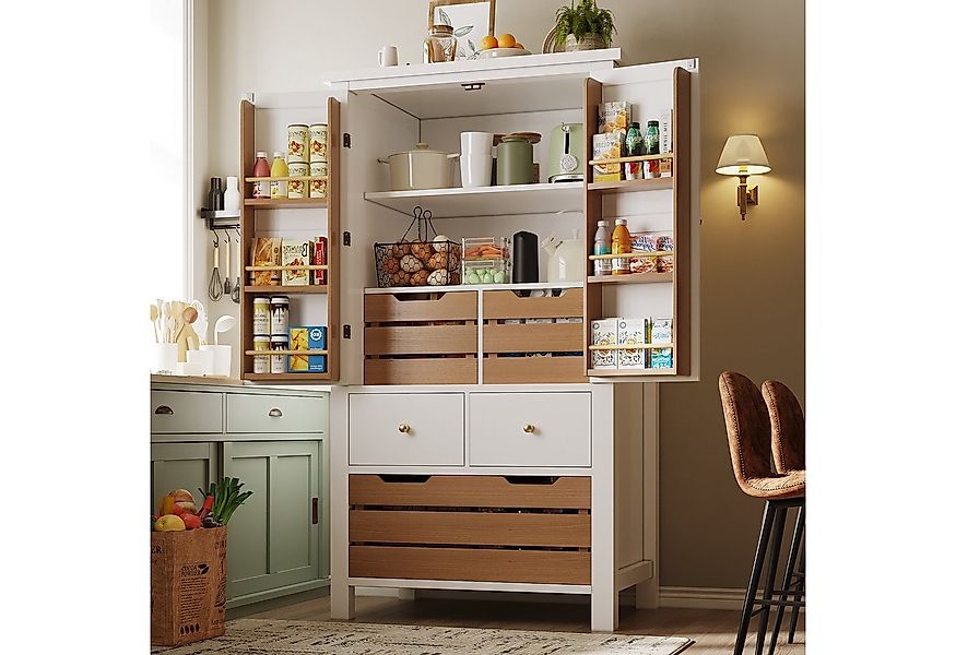 TavilaEcon Hochschrank Küchenschrank, Mehrzweckbuffet, Snackschrank mit zwe günstig online kaufen