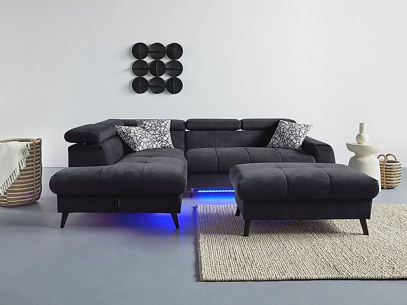COTTA Ecksofa "Mia L-Form mit 3 Zierkissen", wahlweise mit Bettfunktion, Be günstig online kaufen