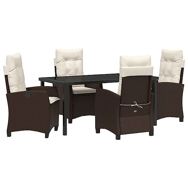 vidaXL 5-Teilige Garten-Essgruppe mit Kissen in Braun aus Poly Rattan 33803 günstig online kaufen