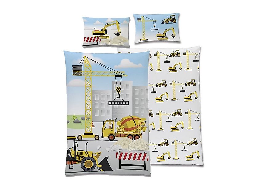 Familando Babybettwäsche mit hellem Motiv "Baustelle" 100x135 + 40x60 cm au günstig online kaufen