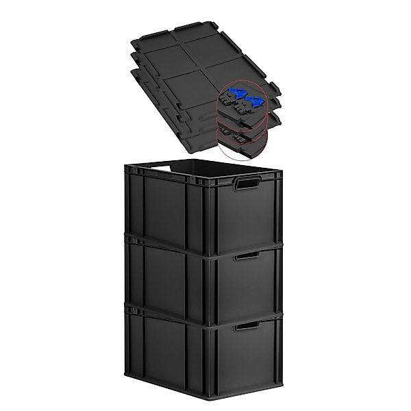 PROREGAL SuperSparSet 3x Eurobox Nextgen Grip Mit Scharnierdeckel Und Blaue günstig online kaufen