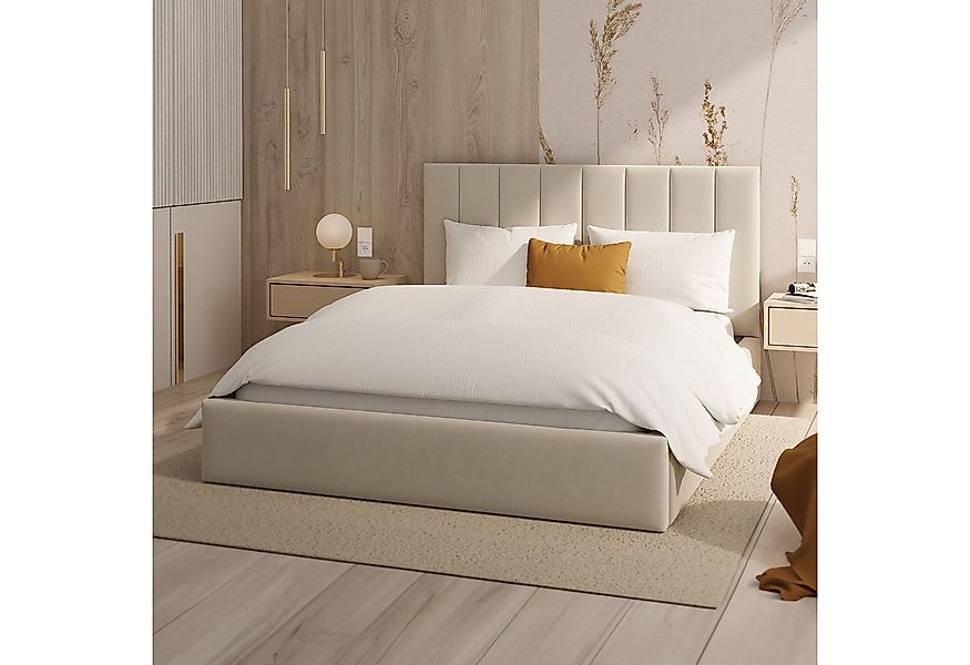 FDM Polsterbett KAJA modern mit Bettkasten MADE IN EU - mit hochwertigem Pa günstig online kaufen