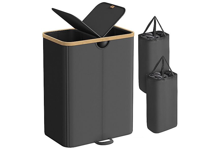 SONGMICS Wäschekorb, 2 Fächer,150 Liter,Deckel,herausnehmbarer Wäschesack,s günstig online kaufen