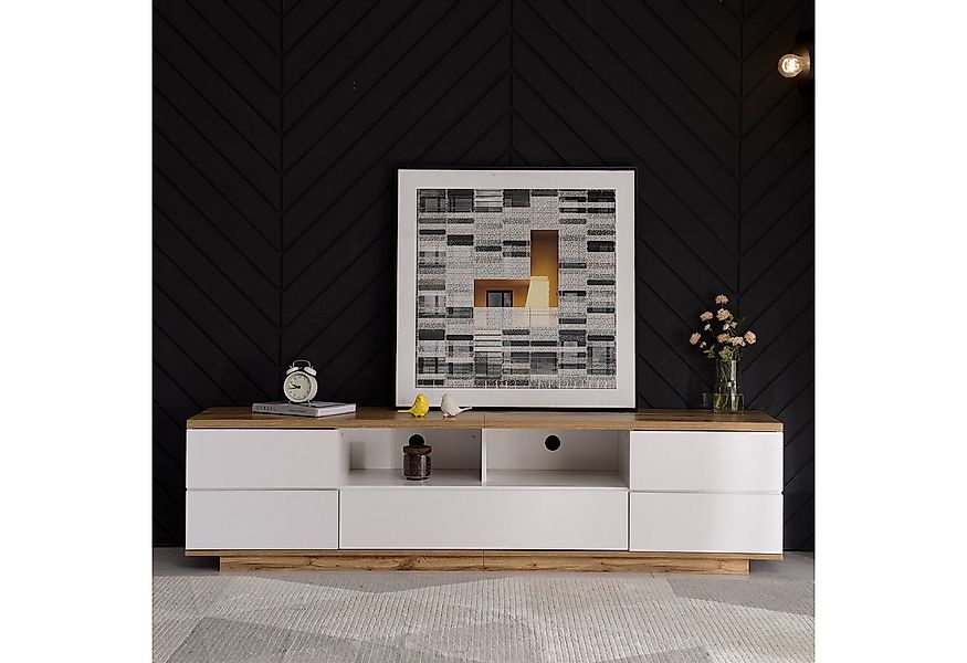 Merax Lowboard Landhaus Altholzoptik, Fernsehtisch TV Board, TV- Lowboard a günstig online kaufen