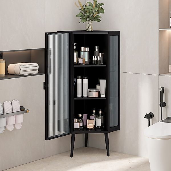 STILVORA Eckschrank mit Glastür,Eckschrank Badezimmerschrank mit günstig online kaufen