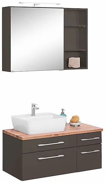 welltime Badmöbel-Set »Davos« 3 Stk. tlg. Breite 50 cm, mit eckigem Waschbe günstig online kaufen
