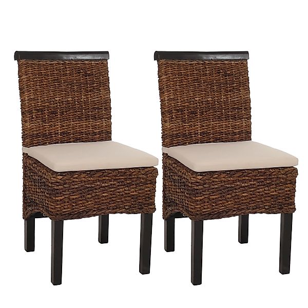 CHEFGASTRO Esszimmerstuhl 2er-Set Korbstuhl Stuhl Bananengeflecht 93x47x43c günstig online kaufen