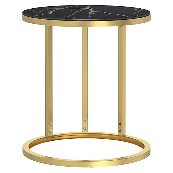 vidaXL Beistelltisch Golden und Schwarze Marmor-Optik 45 cm Hartglas 331663 günstig online kaufen
