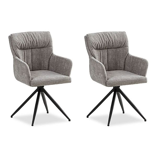 Homestyle4u 2er Set Polsterstühle Drehbar in Grau 2847 günstig online kaufen