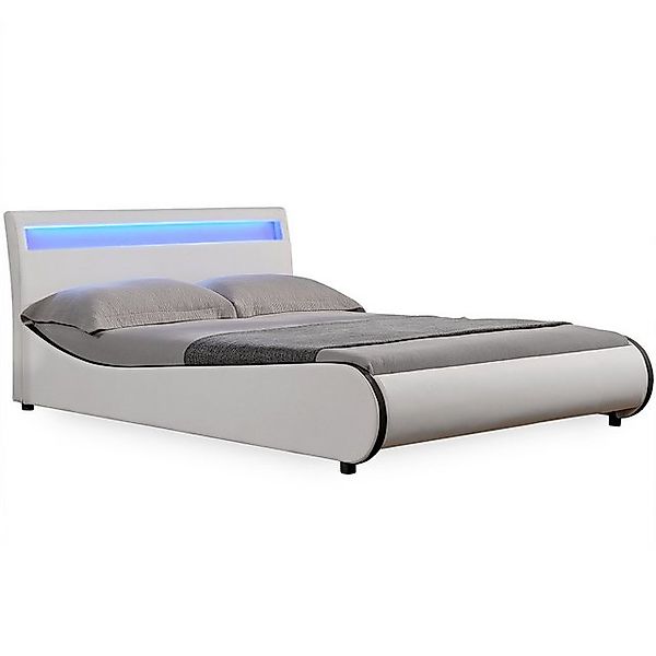 Corium Polsterbett, »Valencia« Kunstleder mit LED Beleuchtung Weiß 140x200c günstig online kaufen