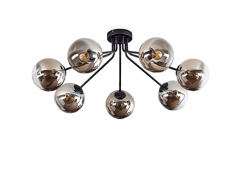 hofstein Deckenleuchte moderne Deckenlampe aus Metall/Glas in Schwarz/Rauch günstig online kaufen