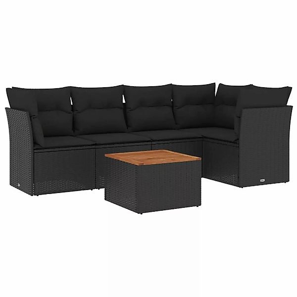 vidaXL 6-tlg Garten-Sofagarnitur mit Kissen Schwarz Poly Rattan Modell 63 günstig online kaufen