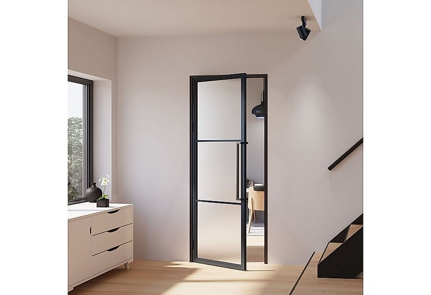 inova wohnen Zimmertür Glastür mit Stahlrahmen satiniertes Glas (Komplett S günstig online kaufen