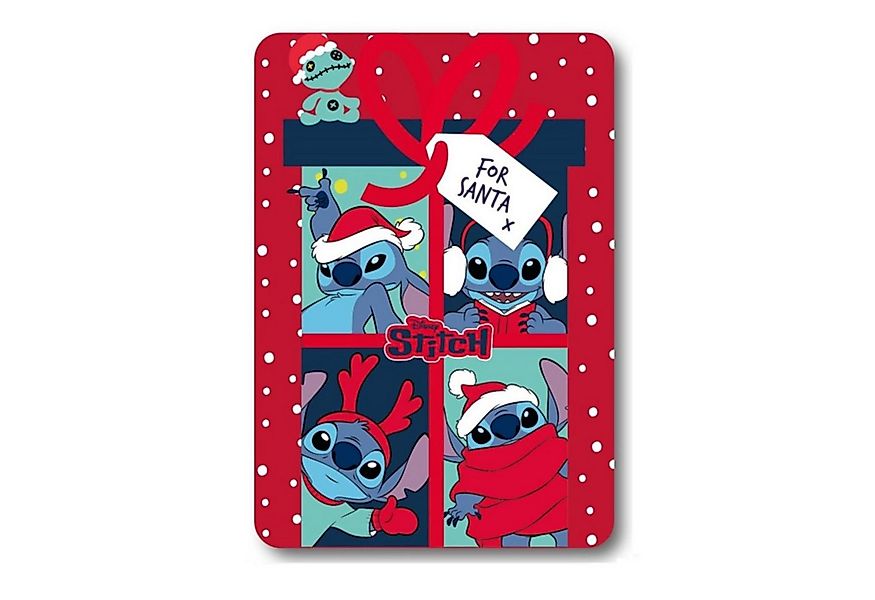 Wohndecke Disney Stitch Santa bedruckt Fleecedecke Kuscheldecke 100x140 Dec günstig online kaufen