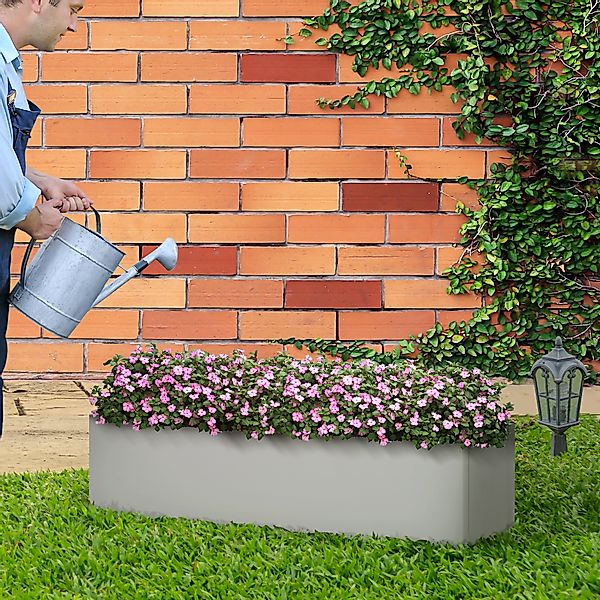 Outsunny Pflanzkübel Kräuterkübel Blumentopf Stahl 91x22x22cm grau für Balk günstig online kaufen