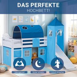 Homestyle4u Hochbett 90x200 Vorhang Kinderbett Holz günstig online kaufen