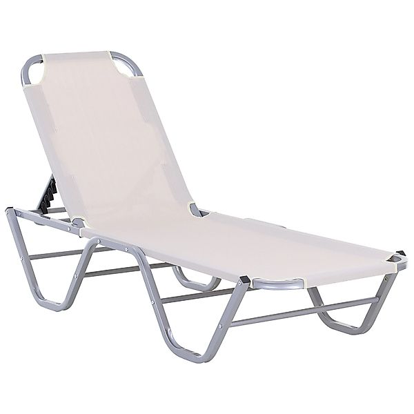 Outsunny Sonnenliege Strandliege 5-Stufige Alu Gartenliege Relaxliege Beige günstig online kaufen