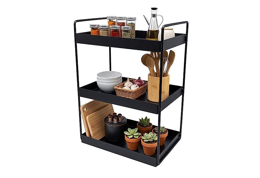 relaxdays Küchenregal Gewürzregal Metall 3 Etagen, schwarz günstig online kaufen