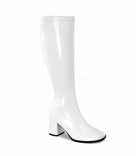 Retro Stiefel GOGO-300WC (Weitschaftstiefel) - Lack Weiß (Schuhgröße: EUR 3 günstig online kaufen