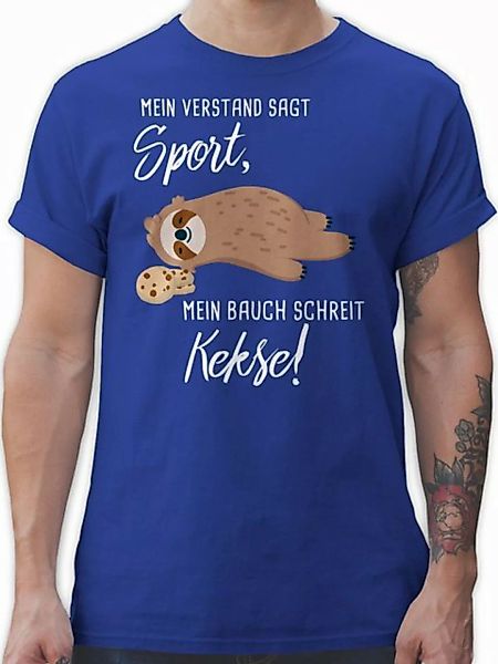 Shirtracer T-Shirt Mein Bauch schreit Kekse! Faultier Sprüche Statement günstig online kaufen