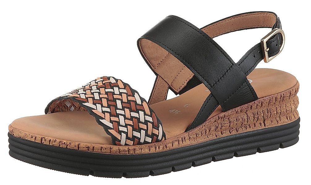 Gabor GENUA Keilsandalette, Sommmerschuh, Riemchensandale in Flechtoptik, G günstig online kaufen