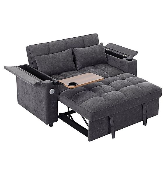 Merax Schlafsofa 3-in-1 Loungesofa faltbar Sofa mit USB & verstecktem Tisch günstig online kaufen