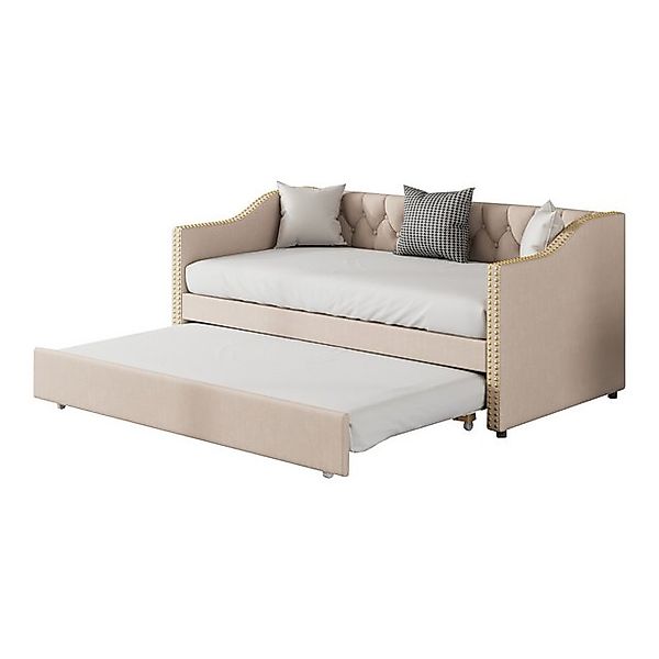 Flieks Daybett, Tagesbett Polsterbett Sofa mit Unterbett 90x200cm Leinen günstig online kaufen