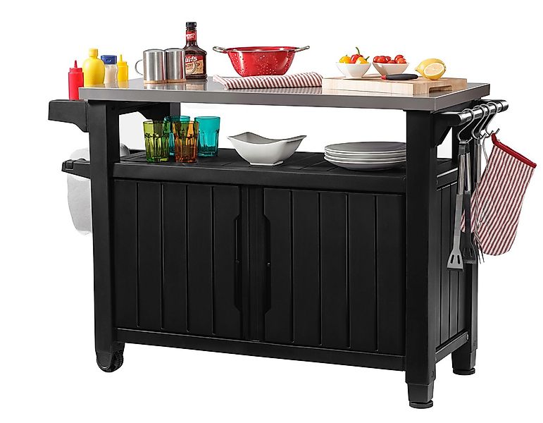 Keter Grillablagetisch Keter Grilltisch UNITY XL Anthrazit, 298L, Edelstahl günstig online kaufen