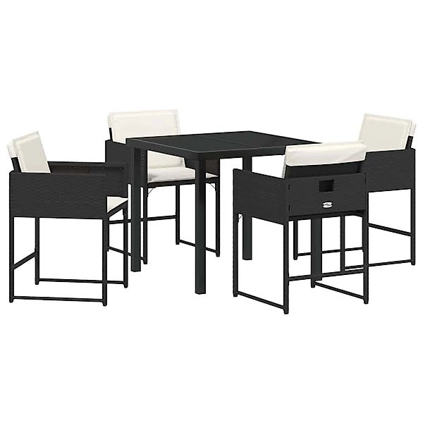 vidaXL Garten Essgruppe mit Kissen 5-Tlg Schwarz Poly Rattan 3380004 günstig online kaufen