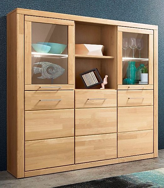Home affaire Highboard "Trondheim,130cm breit,42 cm tief, Fronten Holzmassi günstig online kaufen