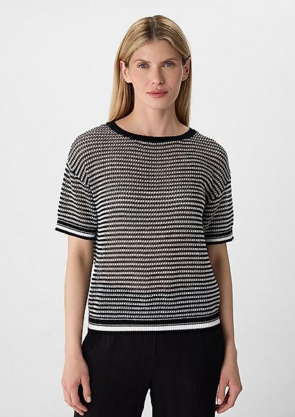 comma Kurzarmpullover Strickpullover Kurzarm-Pullover aus luftigem Ajourstr günstig online kaufen