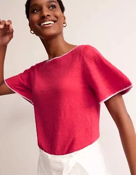 Maggie Leinen-T-Shirt mit U-Boot-Ausschnitt Damen Boden, Hibiskus-Rot günstig online kaufen