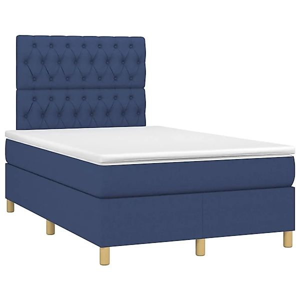 vidaXL Boxspringbett mit Matratze & LED Blau 120x200 cm Stoff 3135667 günstig online kaufen