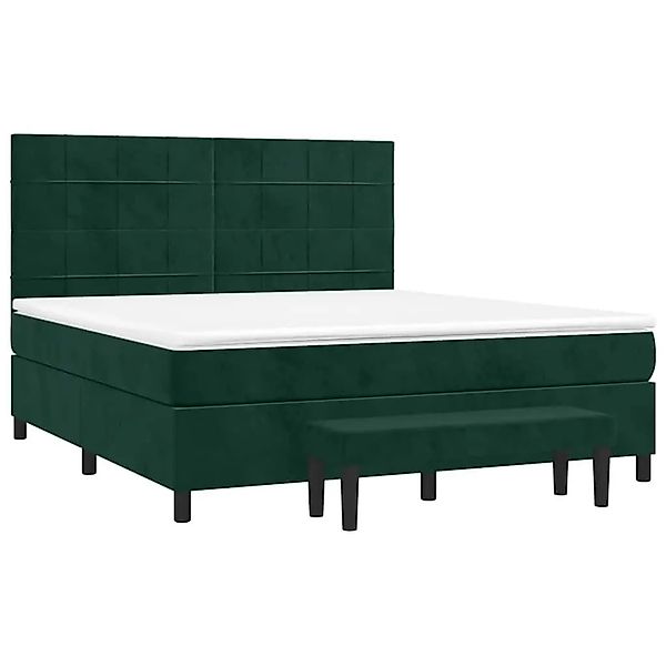 vidaXL Boxspringbett mit Matratze Dunkelgrün 160x200 cm Samt 3137854 günstig online kaufen
