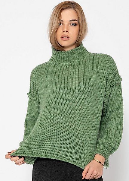 SASSYCLASSY Strickpullover Rollkragenpullover Damen mit Ziernähten Elegant günstig online kaufen