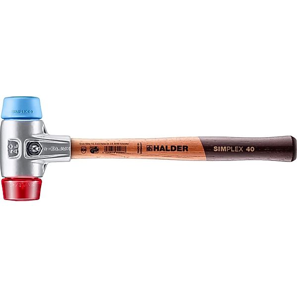 Halder Simplex Schonhammer Ø 40 mm TPE-soft Blau   Plastik Rot mit Aluminiu günstig online kaufen