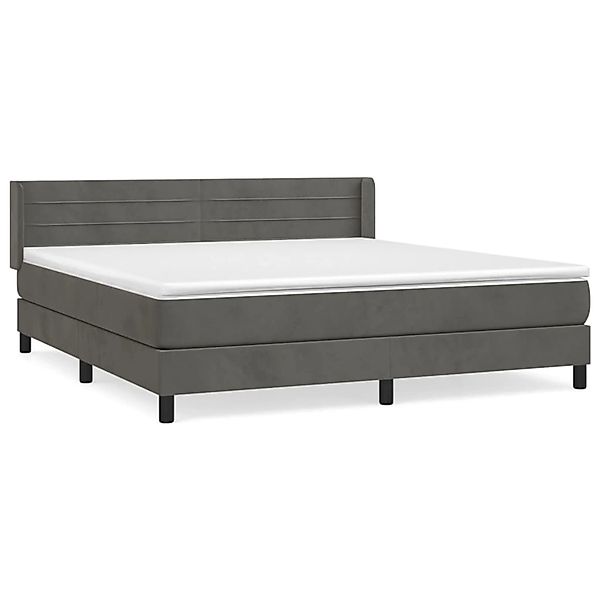 vidaXL Boxspringbett mit Matratze Dunkelgrau 160x200 cm Samt1357258 günstig online kaufen