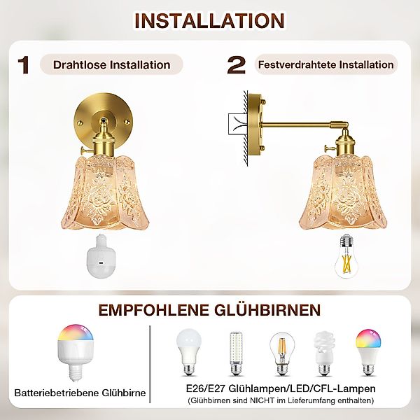MUPOO Wandleuchte Retro Wandleuchte Innen,Led Gold günstig online kaufen