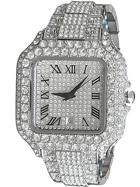 S&T Design Quarzuhr Iced Out Uhr Armbanduhr Herrenuhr Römische Ziffern, (Ar günstig online kaufen